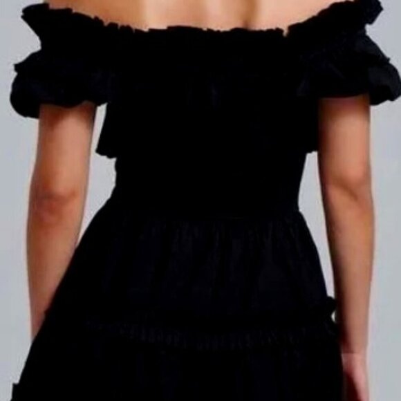 Anthropologie Love the Label Black Off-Shoulder Mini Dress - Picture 2 of 13